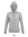 Dames Hooded Sweater Sols Zip Spike Heather Grey Melange